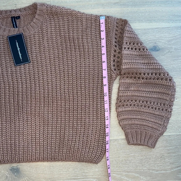 Moon & Madison Brown Chunky Open Knit Sweater Neutral Basic Casual Size Small - Picture 6 of 7